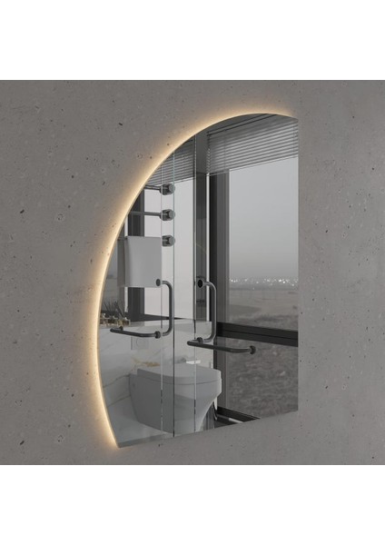 Halo Yarım Ay LED Ayna – Modern Minimal Duvar Aynası indirimleri