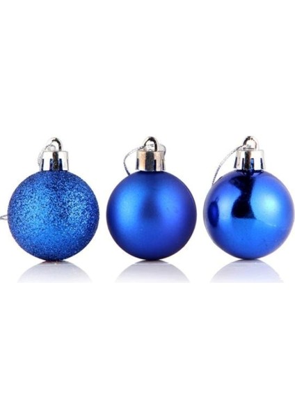 Yılbaşı Çam Ağacı Süsü Parlak Mavi 4 cm 6 Adet Yılbaşı Topu Koyu Mavi Yılbaşı Süsü Parlak Simli Mat modelleri