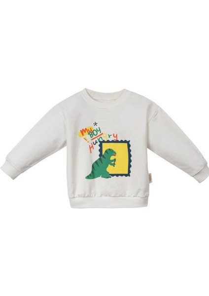 Erkek Bebek Kolej Tarzı 3’lü Takım – Renkli Ceket, Dinozor Desenli Sweatshirt ve Kot Pantolon | %100 Pamuk Bebek Takımı fırsatları