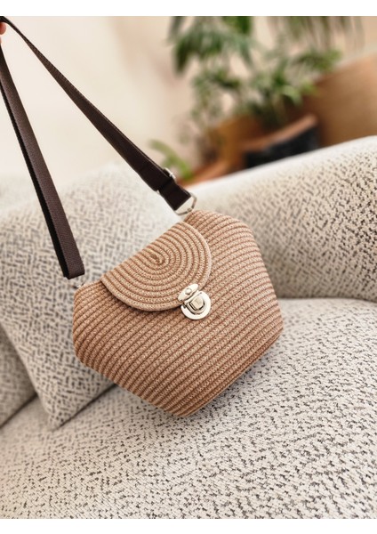 Halat Tasarım Askılı Çanta Latte Kahve