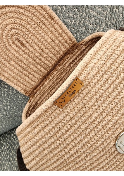 Halat Tasarım Askılı Çanta Latte Kahve modelleri