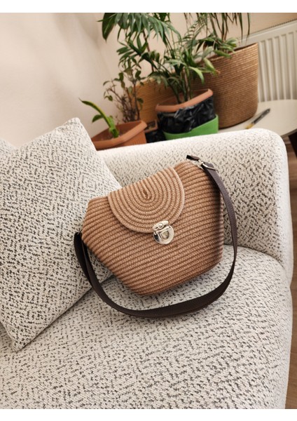 Halat Tasarım Askılı Çanta Latte Kahve indirimleri