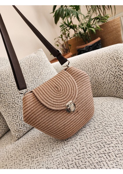 Halat Tasarım Askılı Çanta Latte Kahve