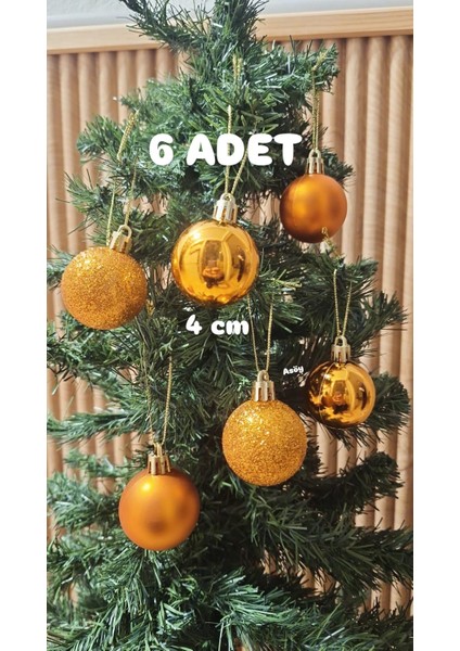 Yılbaşı Çam Ağacı Süsü Bakır 4 cm 6 Adet Yılbaşı Topu Yılbaşı Süsü Parlak Simli Mat Dekor Süsü fiyatları