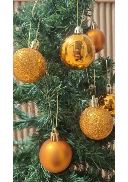 Yılbaşı Çam Ağacı Süsü Bakır 4 cm 6 Adet Yılbaşı Topu Yılbaşı Süsü Parlak Simli Mat Dekor Süsü modelleri