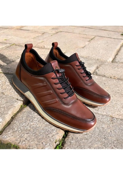 Erkek Kahverengi Deri Spor Ayakkabı Siyah Bağcıklı Şık ve Rahat Günlük Ayakkabı modelleri