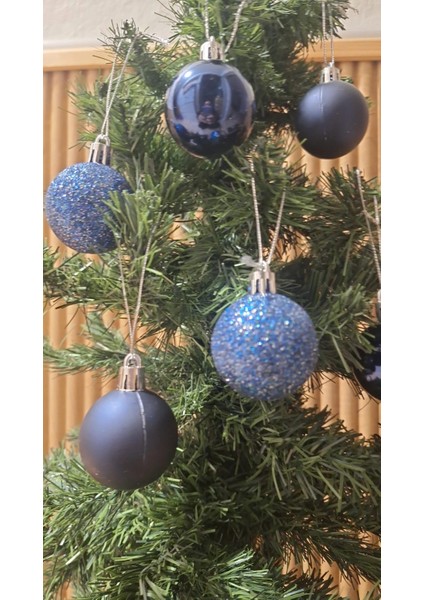 Yılbaşı Ağacı Süsü 4 cm Cici Koyu Mavi Lacivert Küre Top Süs Parlak Mat Simli Süs fiyatları