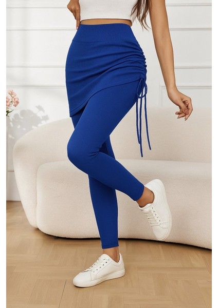 Eyesof Kadın Yüksek Bel Yandan Büzgülü Alttan Uzun Kaşkorse Tayt Etek