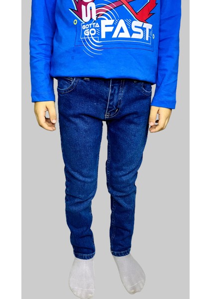 Erkek Çocuk Denim Düz Mavi Ligrasız Kot Pantolon