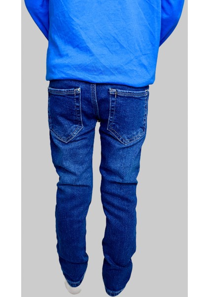Erkek Çocuk Denim Düz Mavi Ligrasız Kot Pantolon modelleri