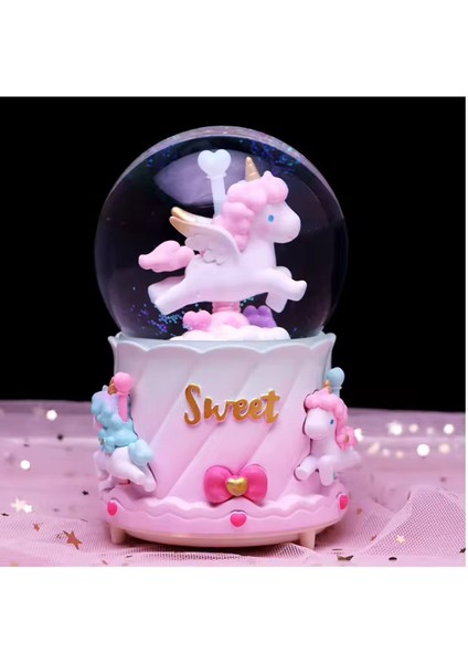 Renkli Atlı Karınca Unicorn Işıklı Püskürtmeli Müzikli Kar Küresi fiyatları