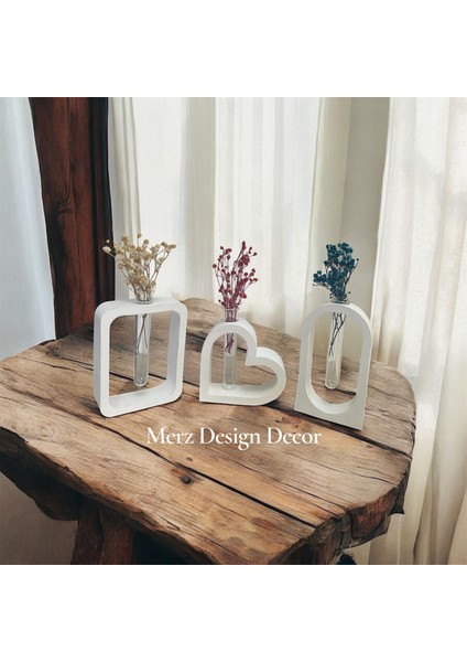 Üçlü Bohem Tarz Tüplü Çiçekli Kalp Vazo Seti fiyatları