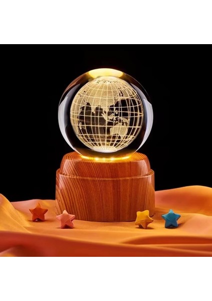 Gezegen Dünya Tasarımlı USB&039LI Dönen Cam Küre