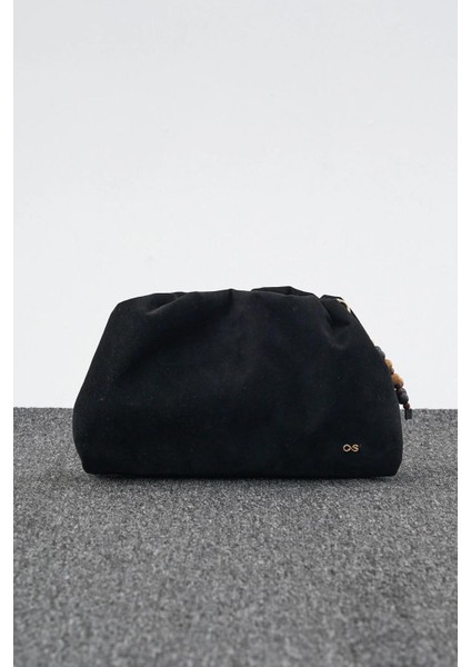 Kadın Büzgülü Çanta Siyah Süet indirimleri