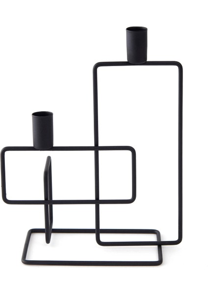 Dekoratif 2 Li Dikey Şamdan - Siyah - 25X20 cm fiyatları