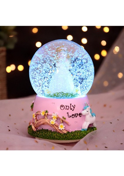 Sevimli Kız Büyük Boy Tasarımlı Işıklı ve Müzikli Kar Küresi