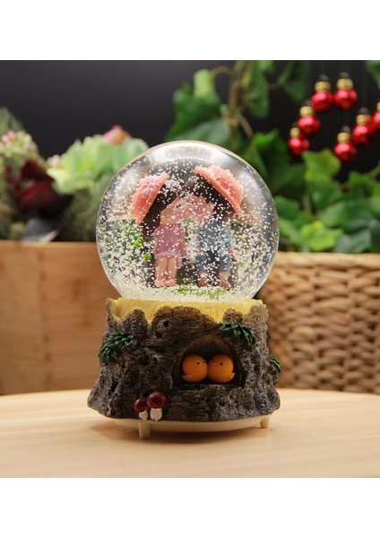 Kütük Üzerinde Oturan Romantik Sevgililer Işıklı Müzikli Orta Boy Kar Küresi fiyatları