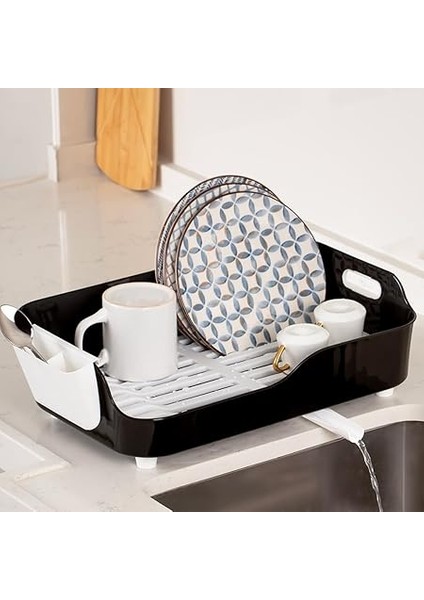 AKL-060 Siyah Lüks Tabaklık Bulaşıklık-Yönlendirilebilir Su Akıtma Kanallı Bulaşık Sepeti-Kaşıklıklı modelleri