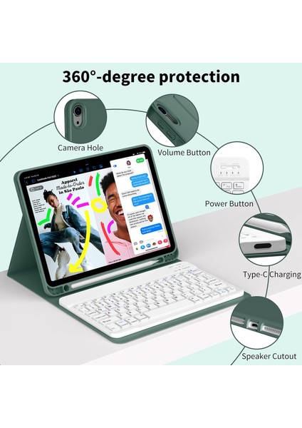 Ipad Air 11 M2 / M3 2025 2024 Uyumlu Uyku Modlu Kalem Bölmeli Klavyeli Tablet Kılıfı fiyatları