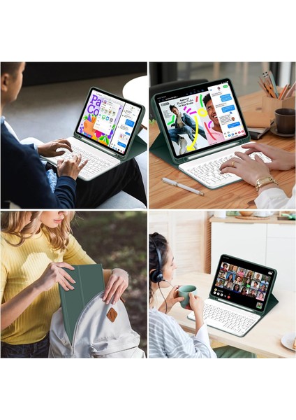 Ipad Air 11 M2 / M3 2025 2024 Uyumlu Uyku Modlu Kalem Bölmeli Klavyeli Tablet Kılıfı