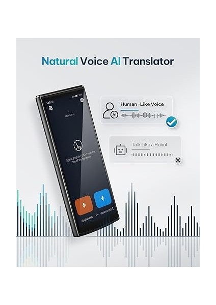 Aı Dil Tercüman Cihazı — 60 Dil, Gerçek Zamanlı Bölünmüş Ekran ve Iki Yönlü Anlık Sesli Çeviri, 18 Çevrimdışı Paket, K-12 Eğitimi, Iş, Seyahat Için 2 Yıllık Global Veri indirimleri