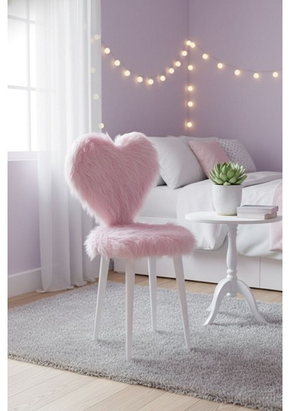 Pink Kalp Makyaj Sandalyesi