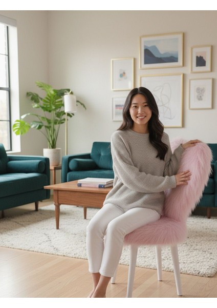 Pink Kalp Makyaj Sandalyesi modelleri