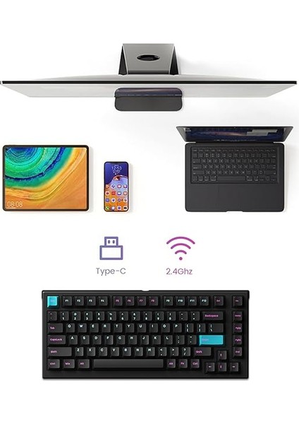 %75 MG75W Midnight Kablosuz Mekanik Klavye, 82 Tuşlu Sıcak Değiştirilebilir Oyun Klavyesi, Mac/win Için (Akko V3 Pro Kremsi Sarı) fiyatları