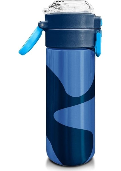 High 500 ml Lacivert Mavi Desenli - Erkek Çocuk Paslanmaz Çelik Okul Termosu/suluk/matara modelleri