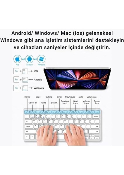 Mobile Premium Slim Süper Sessiz Klavye ve Mouse Seti, Telefon, Tablet, Pc, Tv Uyumlu Klavye Seti modelleri
