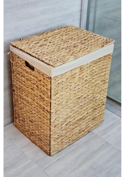 Dikdörtgen Katlanabilir Hasır Bambu Kirli Çamaşır Sepeti CL-11046