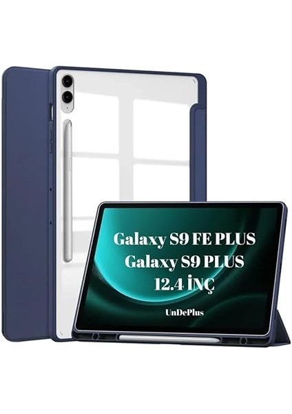 Galaxy Tab S9 Fe PLUS/S10 Plus/s9 Plus ile Uyumlu Kılıf Grafiti Şeffaf Kalem Bölmeli X610-16-810-18 X820 Lacivert modelleri