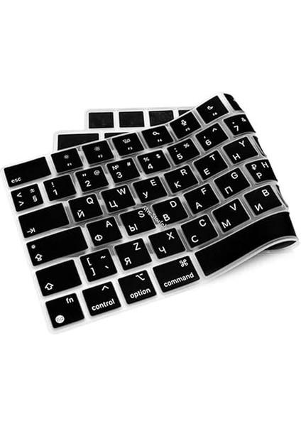 Rusça Klavye Koruyucu Macbook Air-Pro M1-M2-M3 (Touchıd'li) A2681 A3113 A2941 A3114 A2442 A2779 A2992 A2918 A2485 A2780 A2991 Us Enter ile Uyumlu Siyah fırsatları