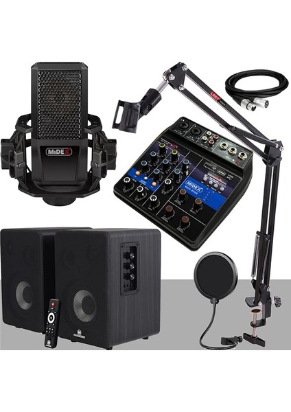 Impressive Paket-1 Stüdyo Ekipmanları Kayıt Seti (Monitör Mikrofon Mikser)