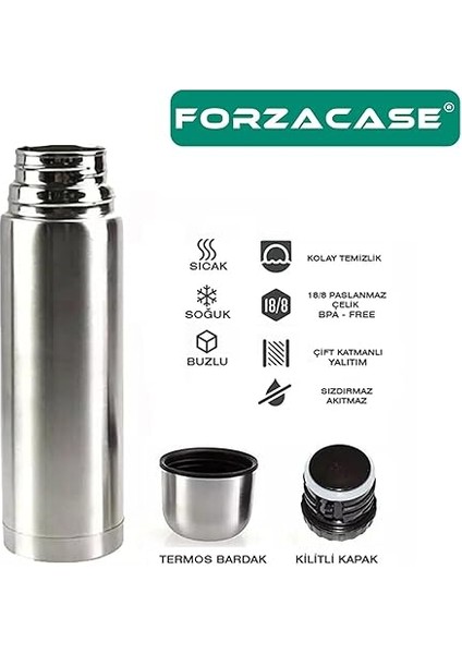 Paslanmaz Çelik 500 ml 12 Saat Sıcak Soğuk Tutan Çay Kahve Su Termosu Deri Kılıflı - FC044 (Gümüş) fırsatları