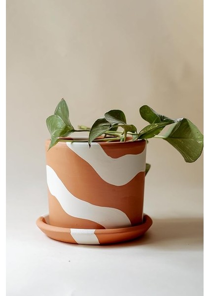 Silindir Saksı+Tabak • Bohem Beyaz (3'lü Set (Küçük+Orta+Büyük)) modelleri