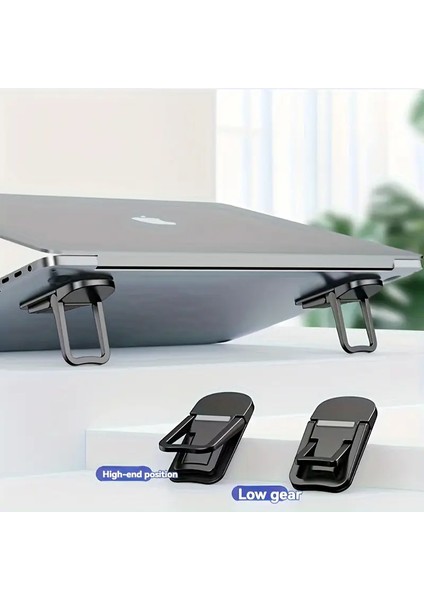 2 Kademeli Notebook Standı – Katlanabilir, Taşınabilir Laptop Tutucu, Kaymaz Taban Bilgisayar Yükseltme Standı
