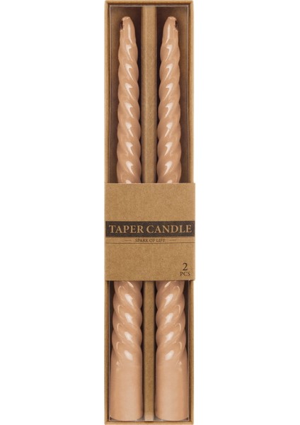 2'li Burgu Şamdan Mumu - Açık Kahverengi - 25 cm fiyatları