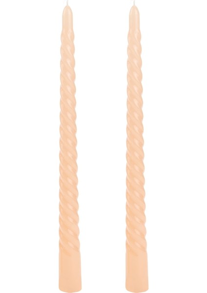 2'li Burgu Şamdan Mumu - Açık Kahverengi - 25 cm modelleri