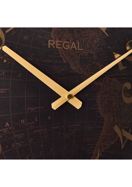 Dünya Haritalı Eskitme Metal Duvar Saati - Kahverengi - 51 cm modelleri