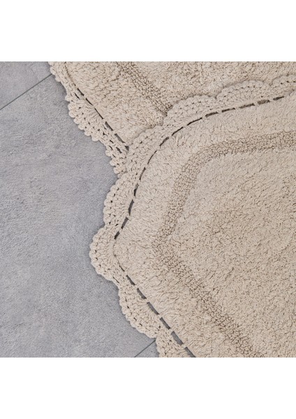 Soft Lace 2'li Banyo Paspası - Bej - 40X60 cm + 60X90 cm fiyatları