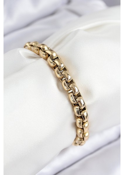 316L Çelik Halat Zincir Model Gold Renk Kadın Bileklik - TJ-BB7830