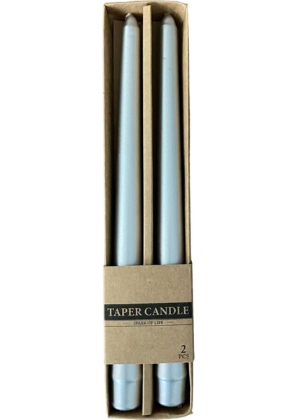 Düz 2'li Şamdan Mum Silver Kraft