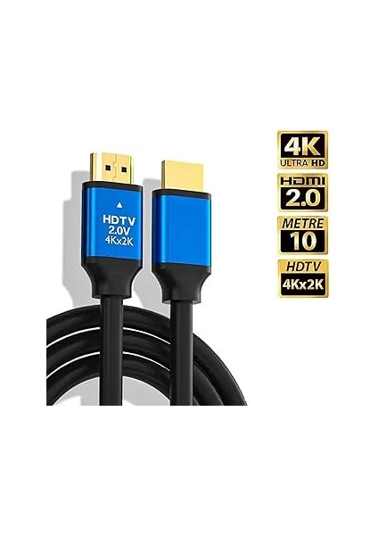 Step 10 Metre 4K Ultra Hd 2.0V Alüminyum Başlık Altın Uçlu Hdmi Kablo fiyatları