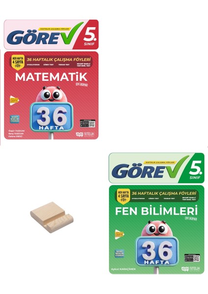 Nitelik 5. Sınıf Matematik ve Fen Bilimleri 36 Haftalık Görev Föyleri + Telefon Standı
