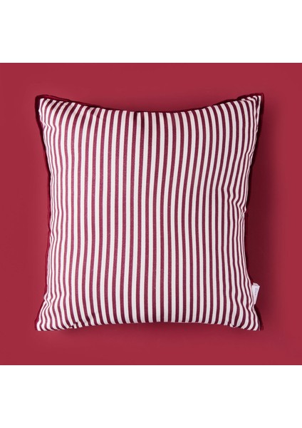 Soft Earthy Hues Çizgili Kırlent - Ekru / Mürdüm - 40X40 cm fiyatları