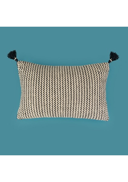 Soft Shiny Kırlent - Bej / Siyah - 30X50 cm