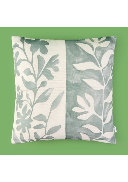 Soft Nora Kırlent - Yeşil / Ekru - 45X45 cm