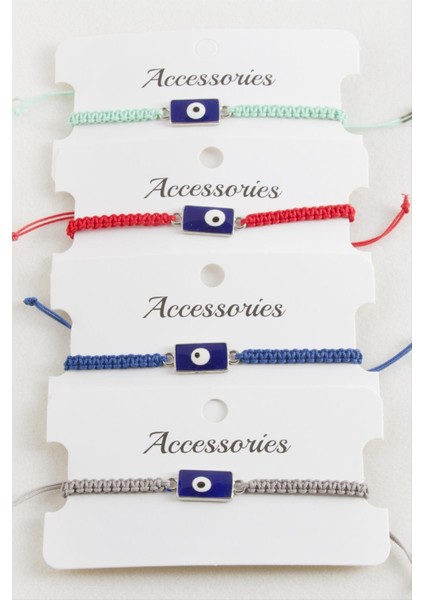 Dikdörtgen Nazar Makrome Örgülü Bileklik