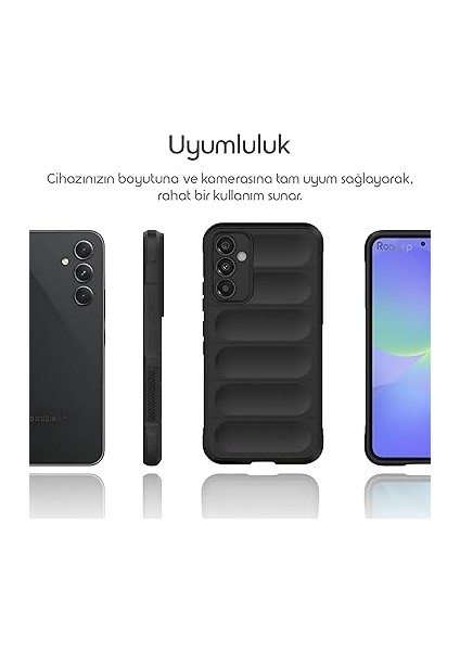 Samsung Galaxy A36 Için Koruyucu Kalın Yapılı Rugged Tpu Silikon Kılıf Kamera Yükseltili Içi Süet Dokulu Kenarları Darbe Emici ve Kayma Önleyici Özellikli Tam Kaplayan Koruyucu Kılıf (Siyah) fiyatları